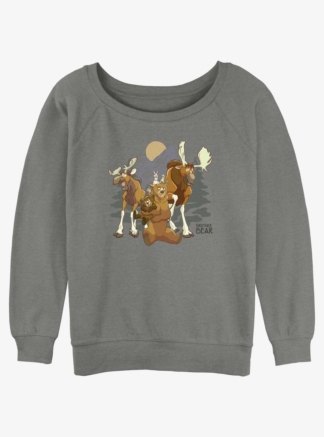 Disney Brother Bear Rutt and Tuke Moose Brothers Girls Slouchy Sweatshirt, GRAY HTR, hi-res