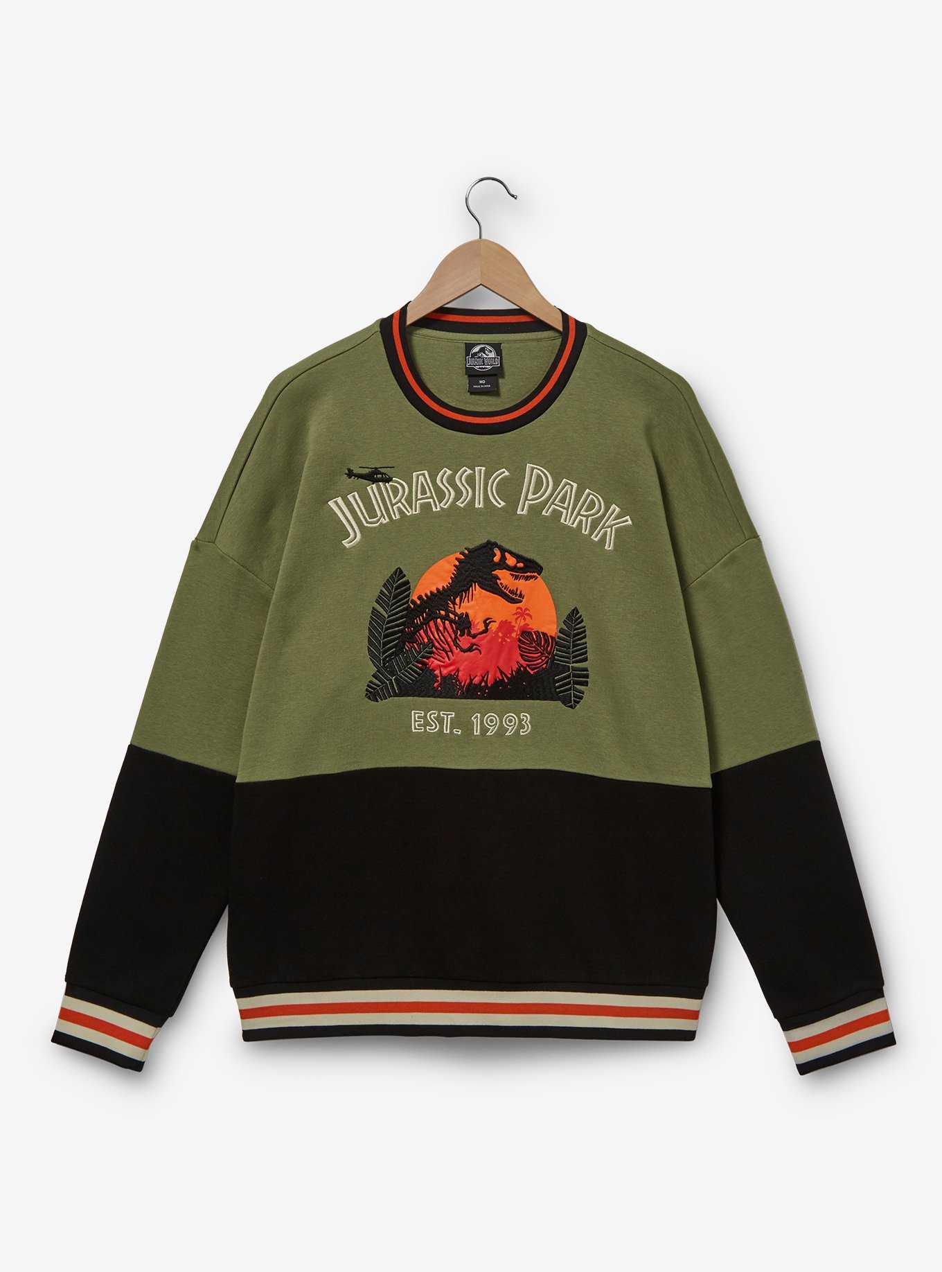 Jurassic Park Floral Logo Panel Crewneck - BoxLunch Exclusive, , hi-res