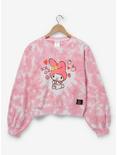 Sanrio My Melody Strawberry Heart Tie-Dye Cropped Women's Crewneck - BoxLunch Exclusive, LIGHT PINK, hi-res