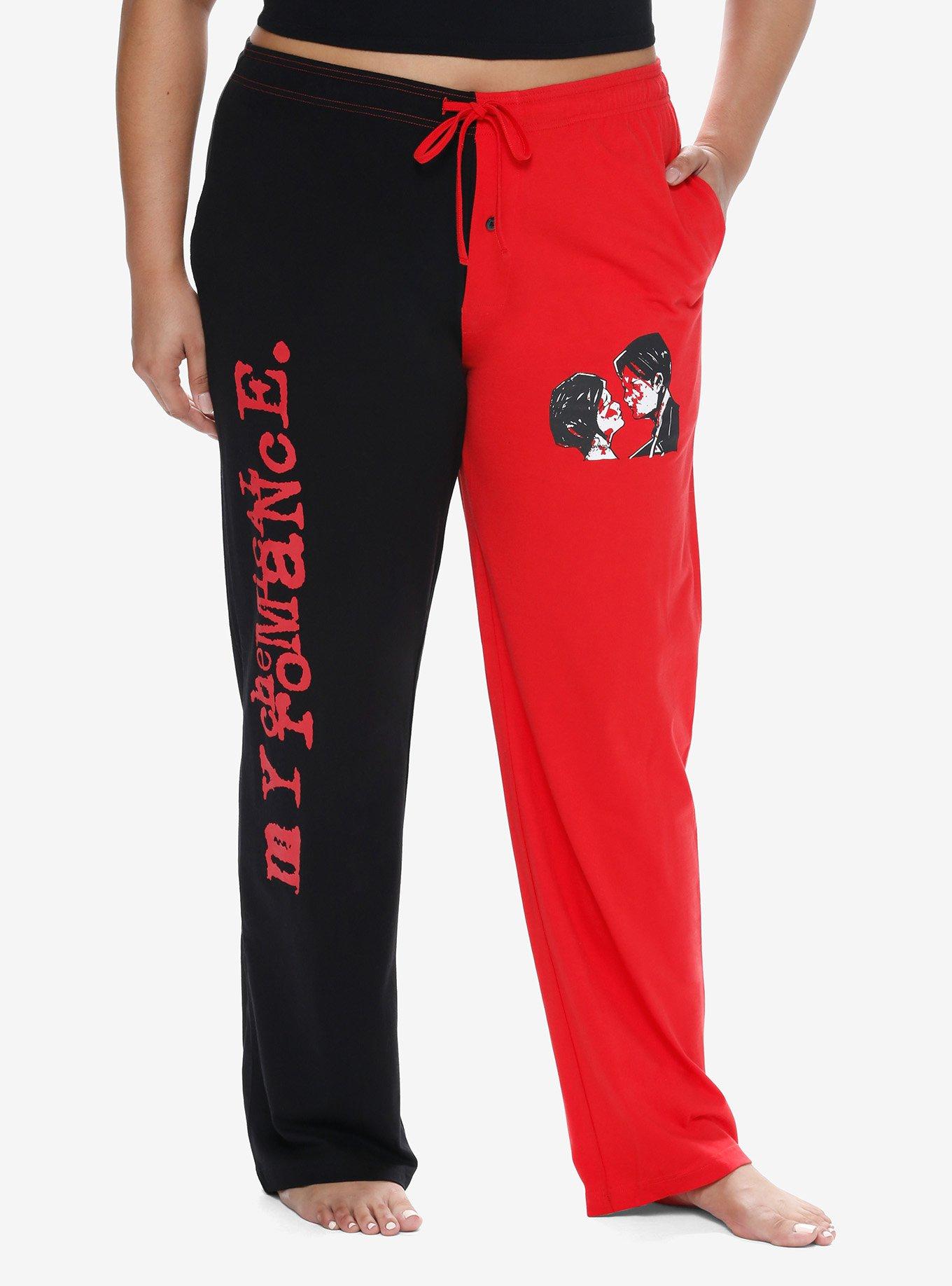 My Chemical Romance Three Cheers For Sweet Revenge Split Girls Pajama Pants Plus Size, BLACK  RED, hi-res