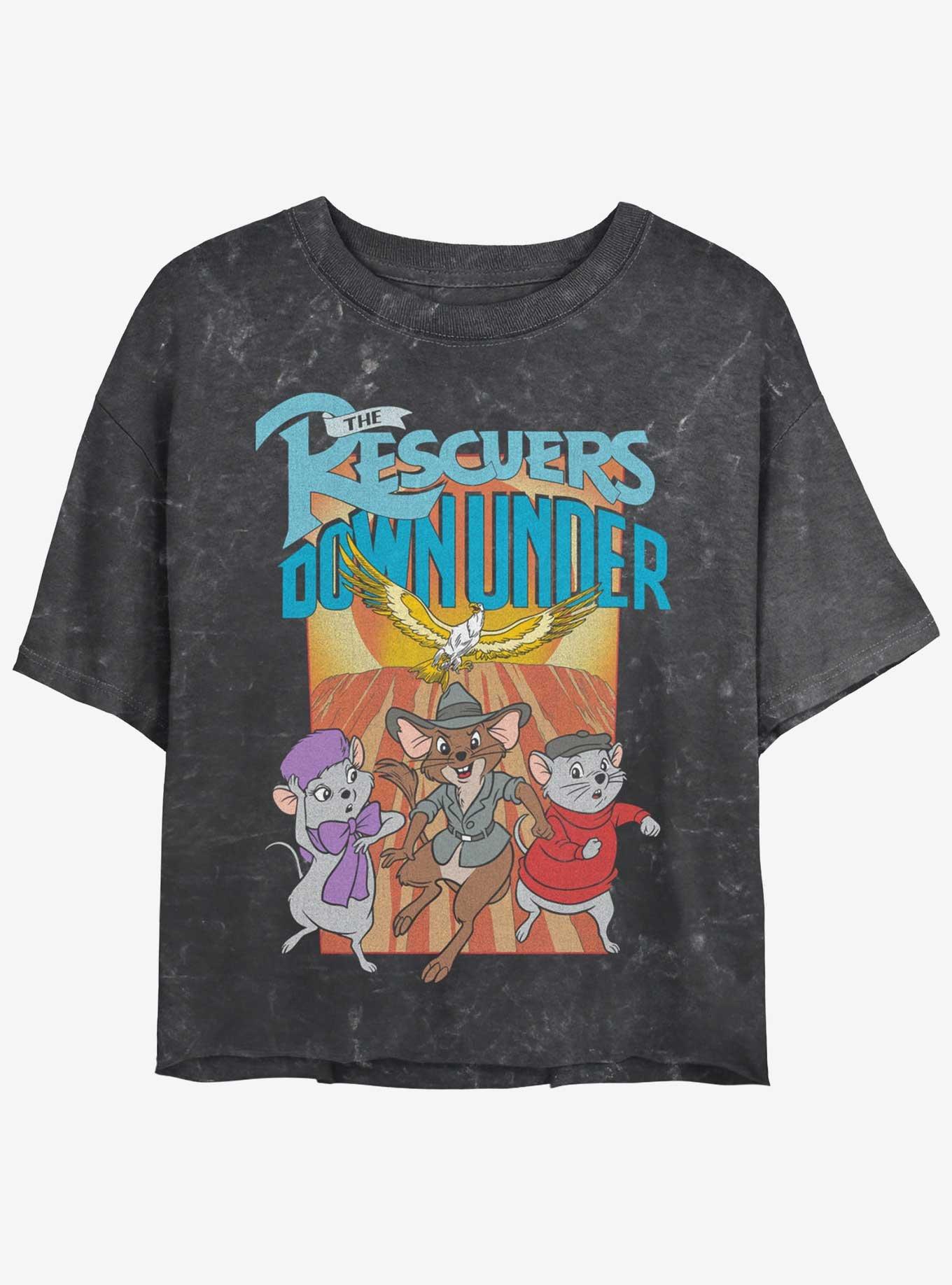 Disney The Rescuers Down Under Flight of the Marahute Mineral Wash Girls Crop T-Shirt, BLACK, hi-res