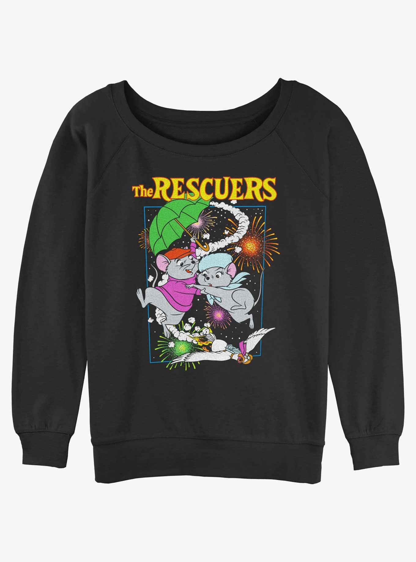 Disney The Rescuers Down Under Fireworks Girls Slouchy Sweatshirt, BLACK, hi-res view 1