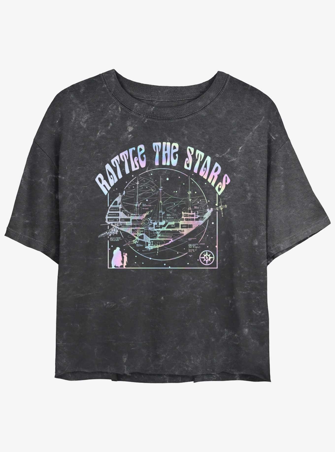 Disney Treasure Planet Rattle The Stars Argentum Ship Schematics Mineral Wash Girls Crop T-Shirt, , hi-res