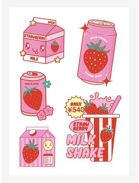 Strawberry Milk Shake Kiss-Cut Sticker Sheet, , hi-res