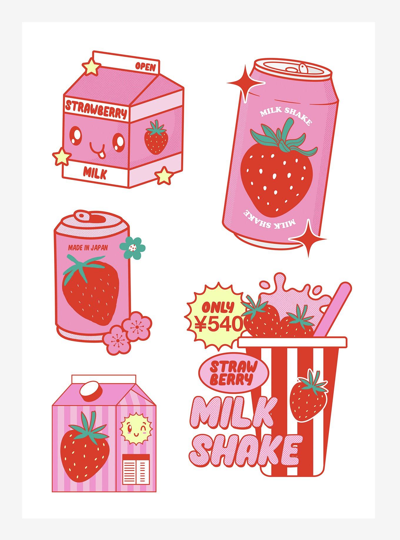 Strawberry Milk Shake Kiss-Cut Sticker Sheet, , hi-res