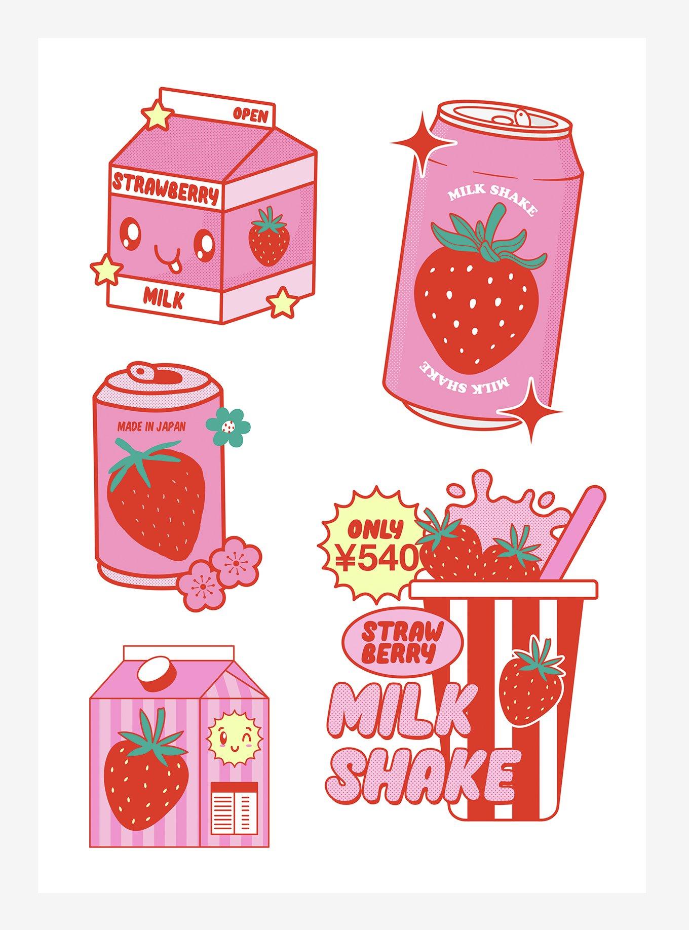 Anime Kawaii Cat Strawberry Milk N' Sticker