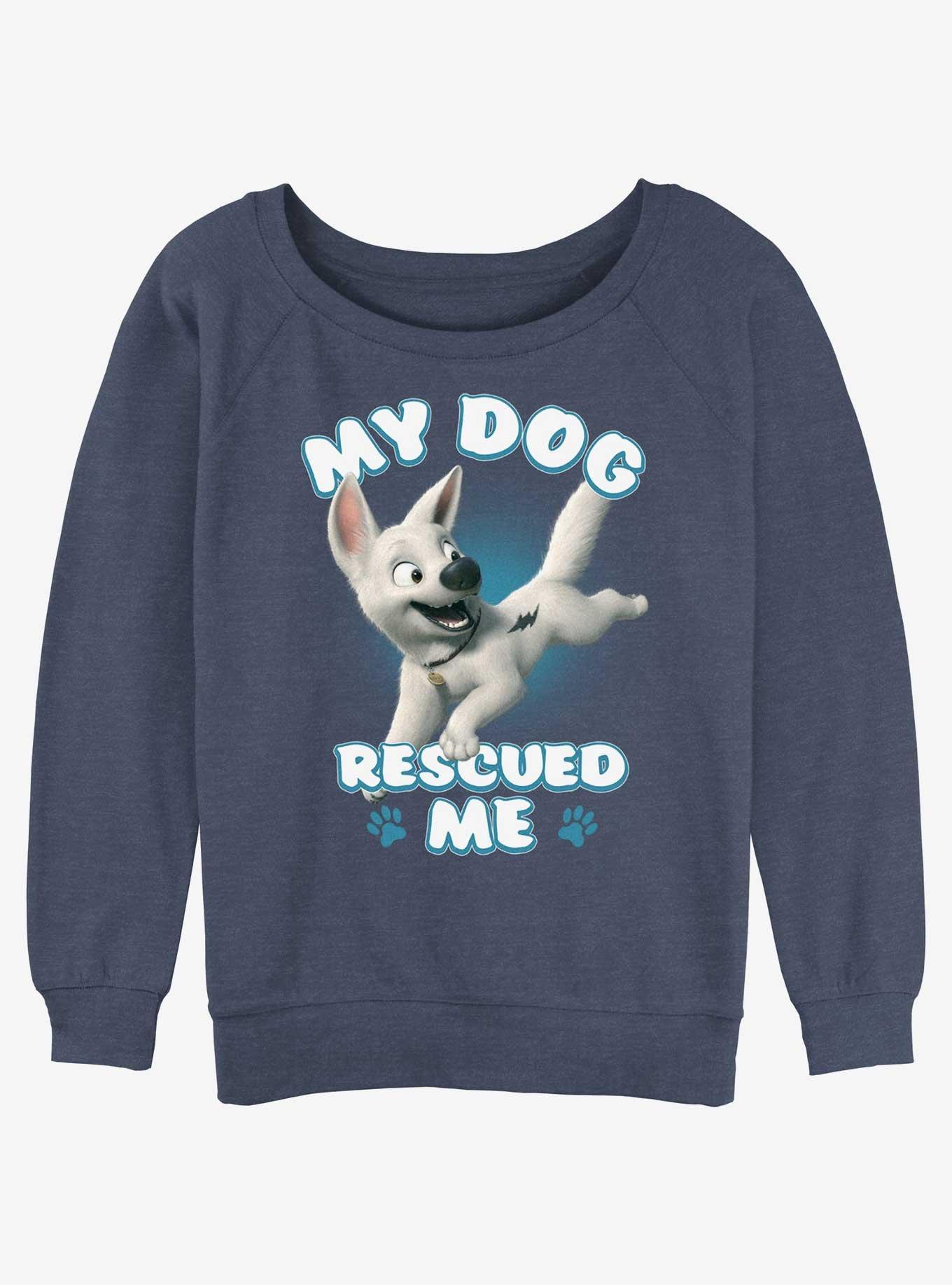 Disney Bolt My Dog Rescued Me Womens Slouchy Sweatshirt, BLUEHTR, hi-res