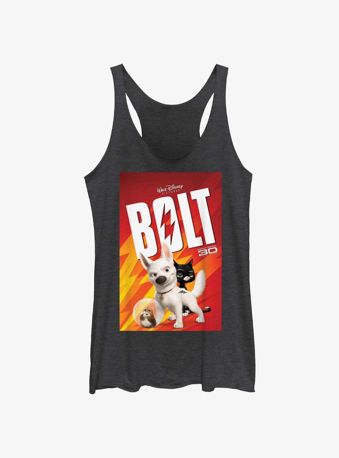Disney Bolt Movie Poster Womens Tank Top, BLK HTR, hi-res