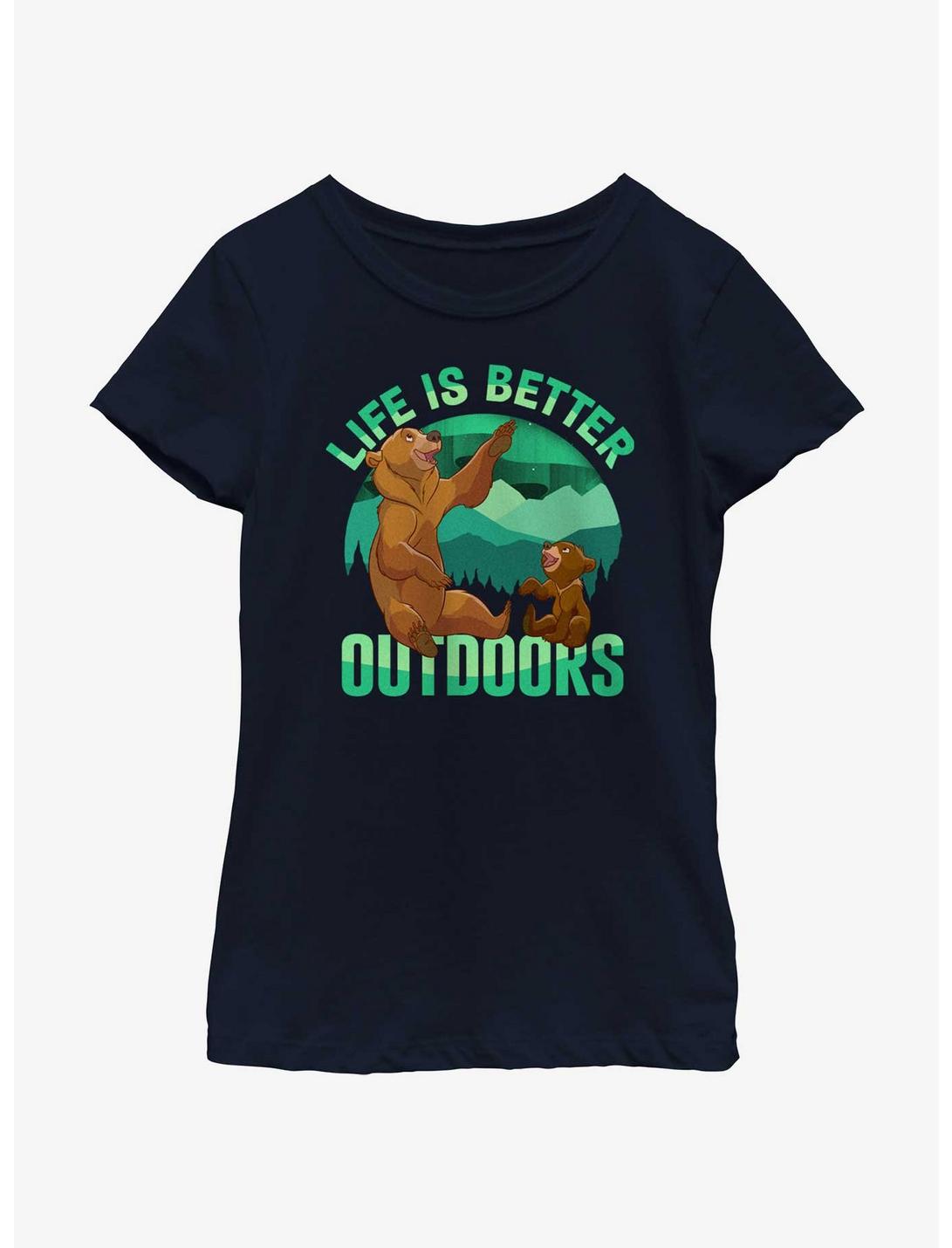 Disney Brother Bear Life Is Better Outdoors Youth Girls T-Shirt, NAVY, hi-res