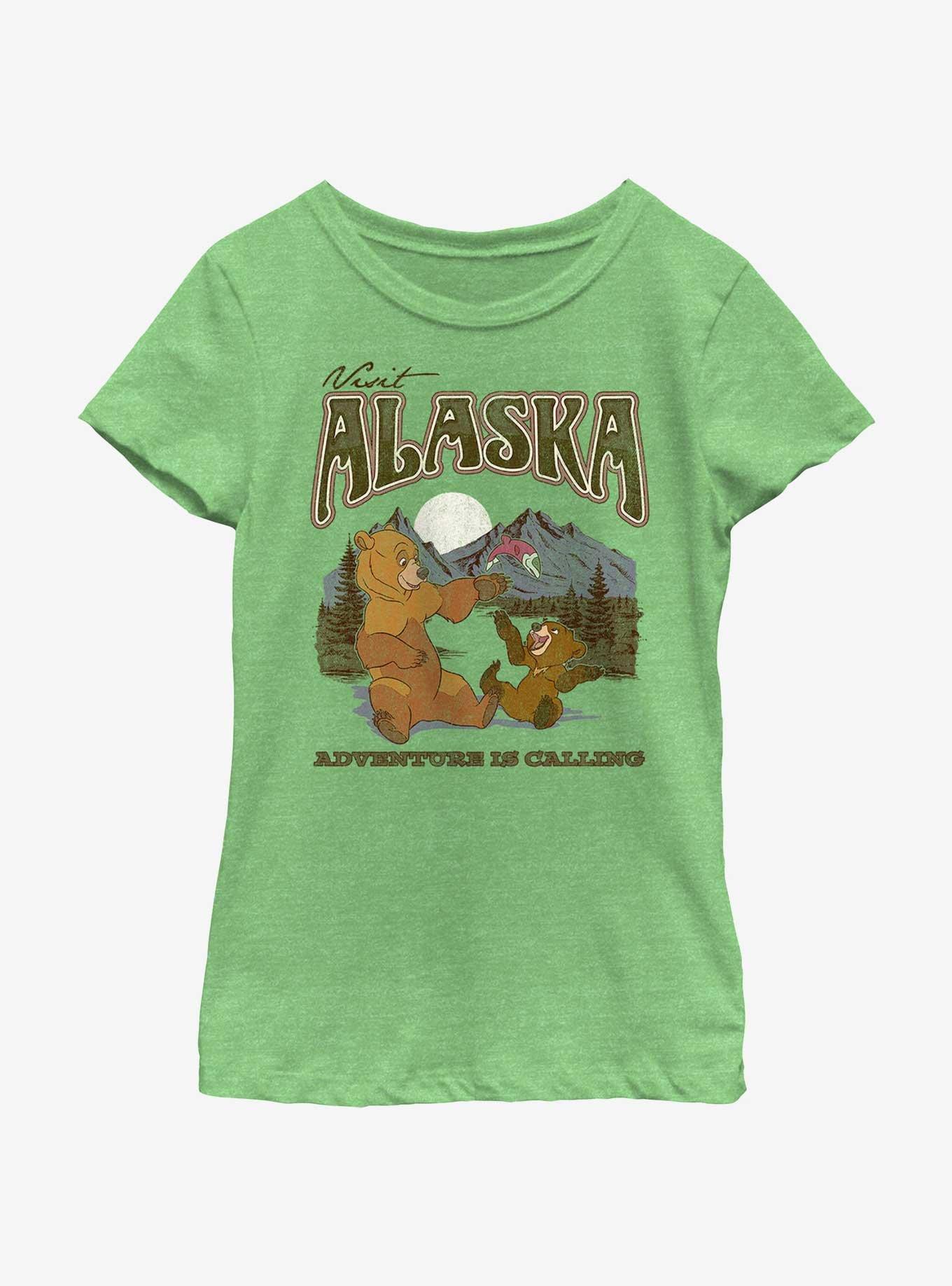 Disney Brother Bear Visit Alaska Adventure Is Calling Youth Girls T-Shirt, GRN APPLE, hi-res