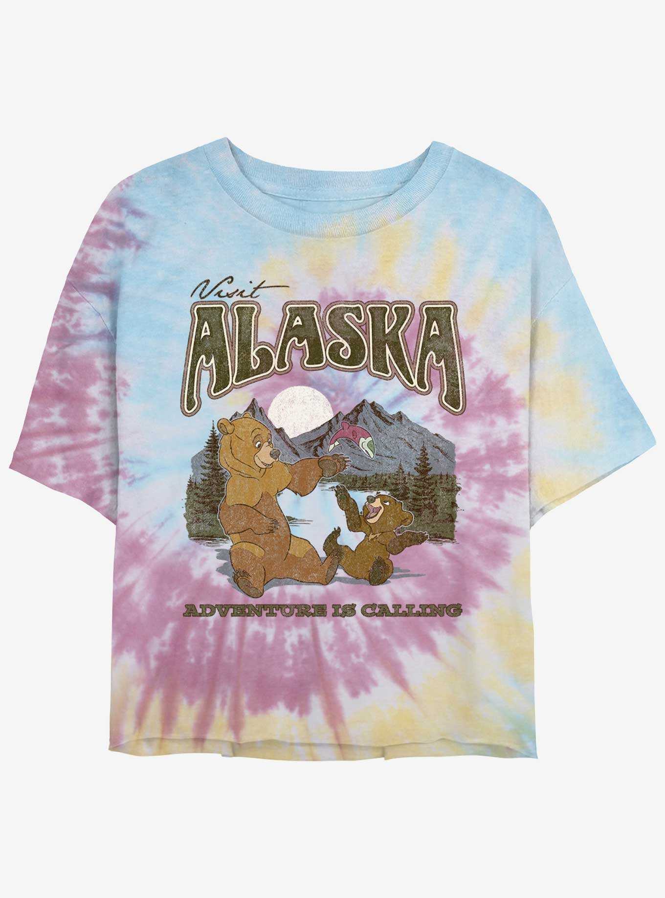 Disney Brother Bear Visit Alaska Adventure Is Calling Tie-Dye Womens Crop T-Shirt, , hi-res