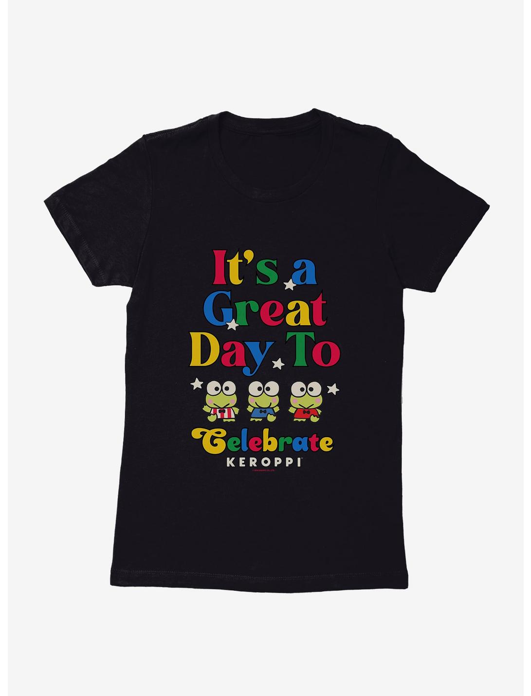 Keroppi It's A Great Day To Celebrate Womens T-Shirt, BLACK, hi-res