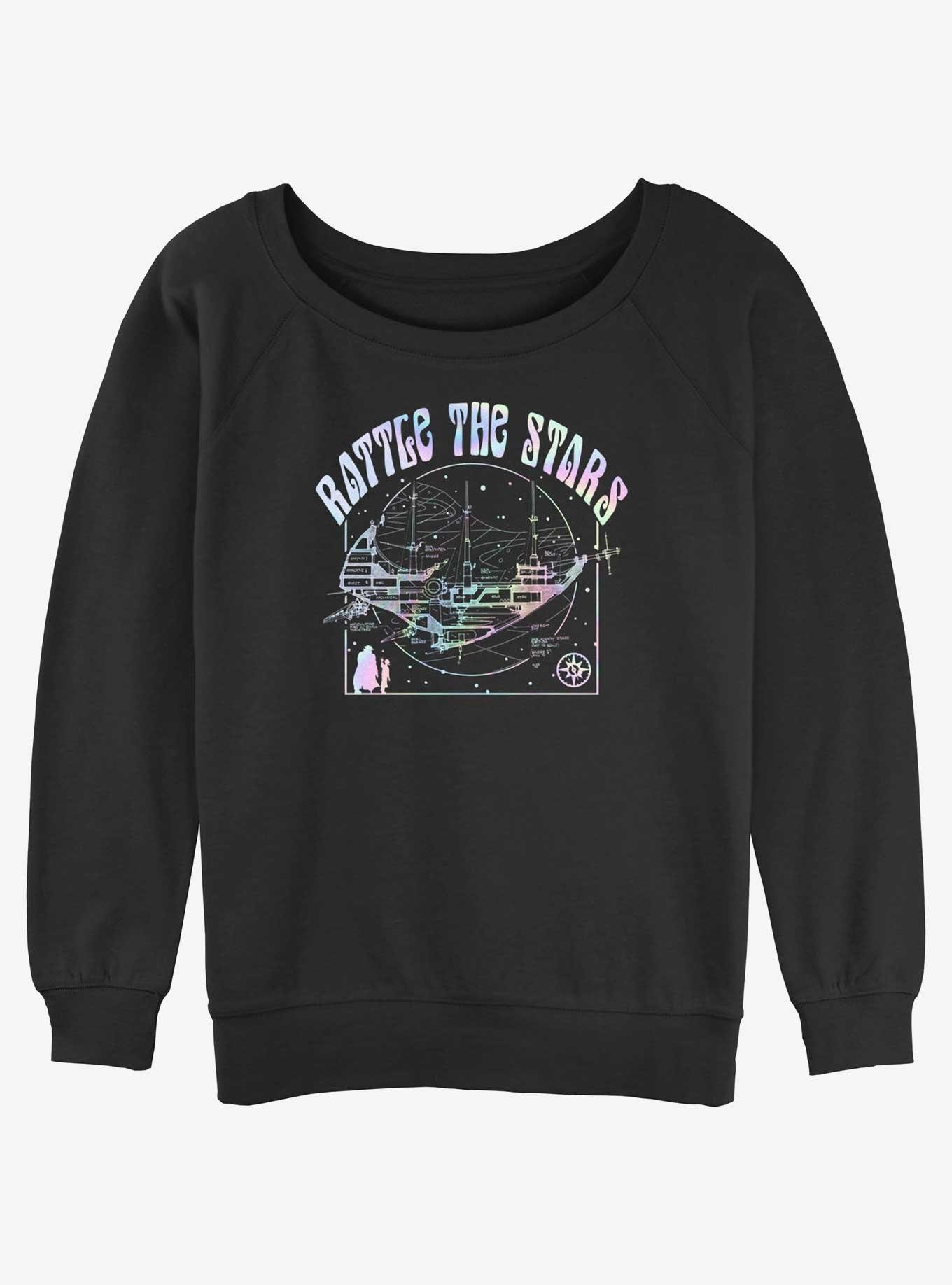 Disney Treasure Planet Rattle The Stars Argentum Ship Schematics Womens Slouchy Sweatshirt, BLACK, hi-res