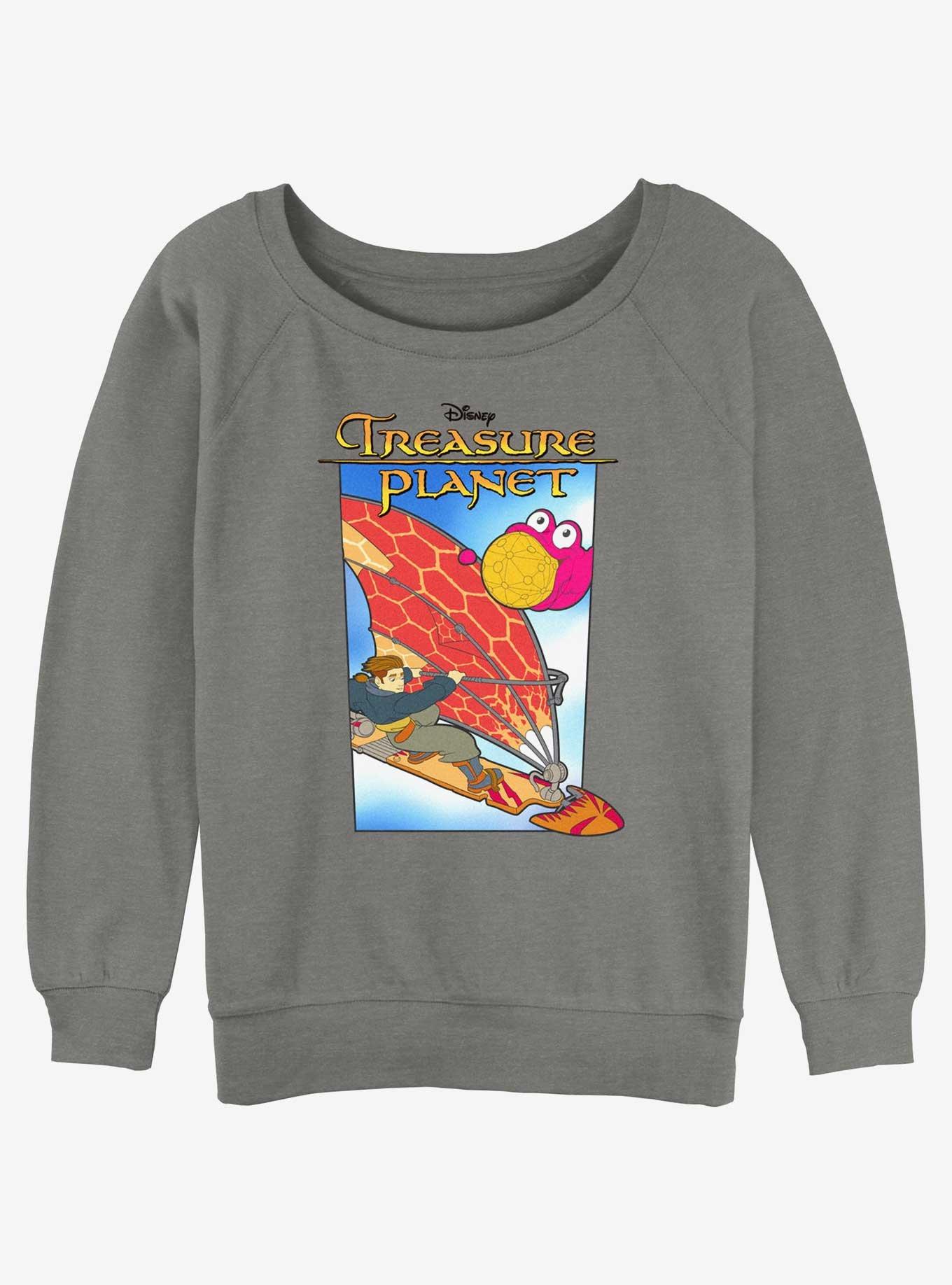 Disney Treasure Planet Jim Hawkins Solar Surfer Poster Womens Slouchy Sweatshirt BoxLunch Web Exclusive, GRAY HTR, hi-res