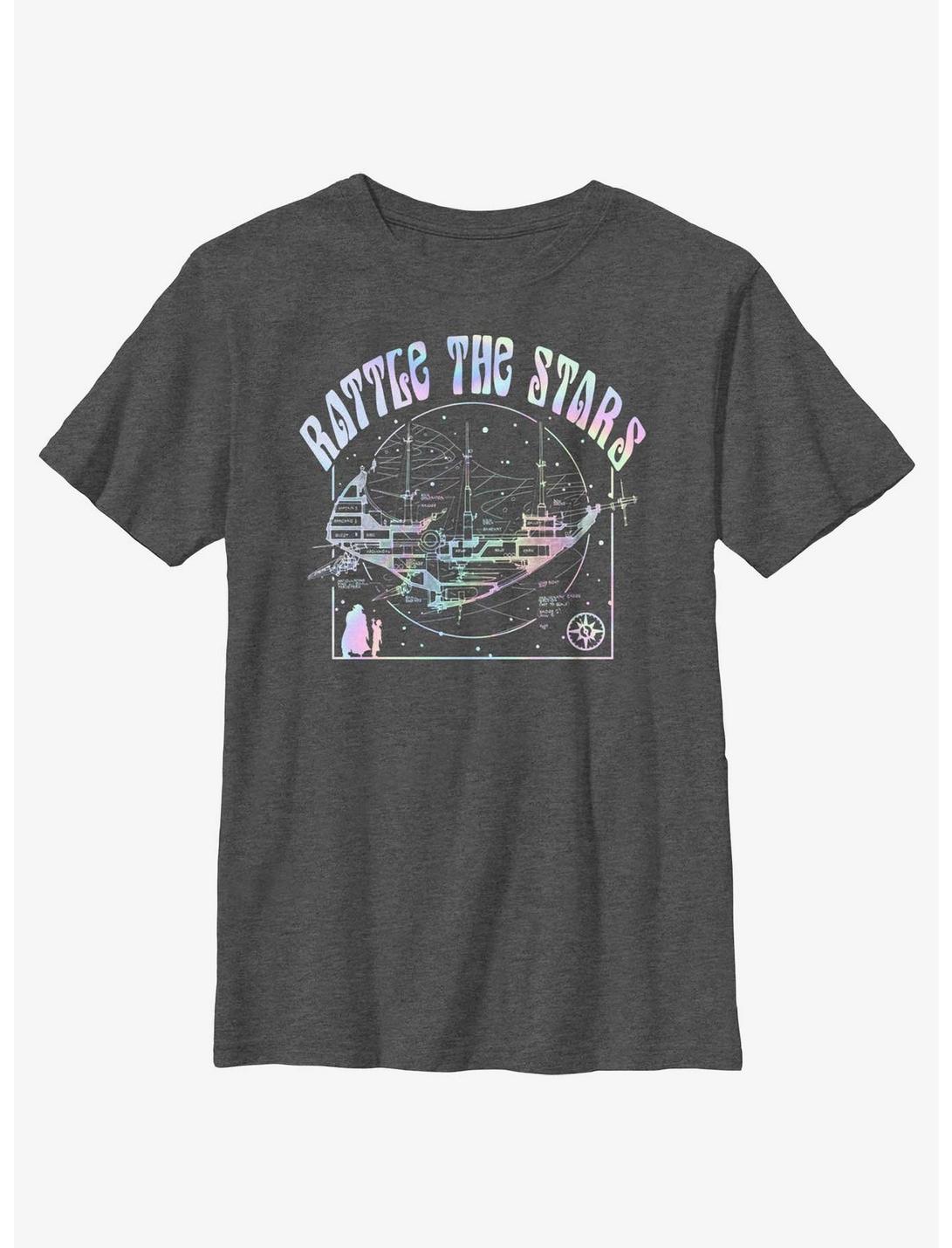 Disney Treasure Planet Rattle The Stars Argentum Ship Schematics Youth T-Shirt, CHAR HTR, hi-res