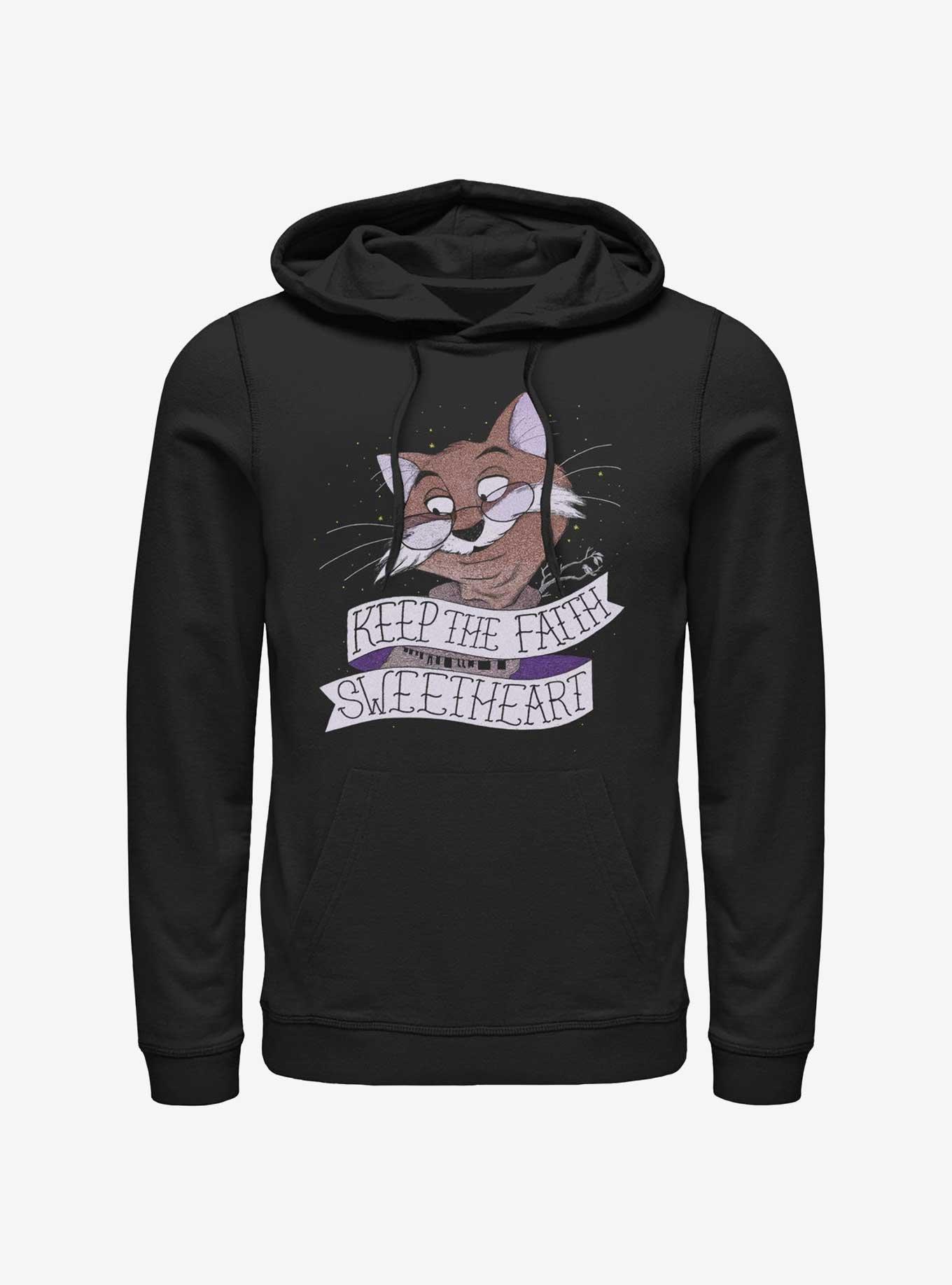 Disney The Rescuers Down Under Rufus The Cat Keep The Faith Sweetheart Hoodie, BLACK, hi-res