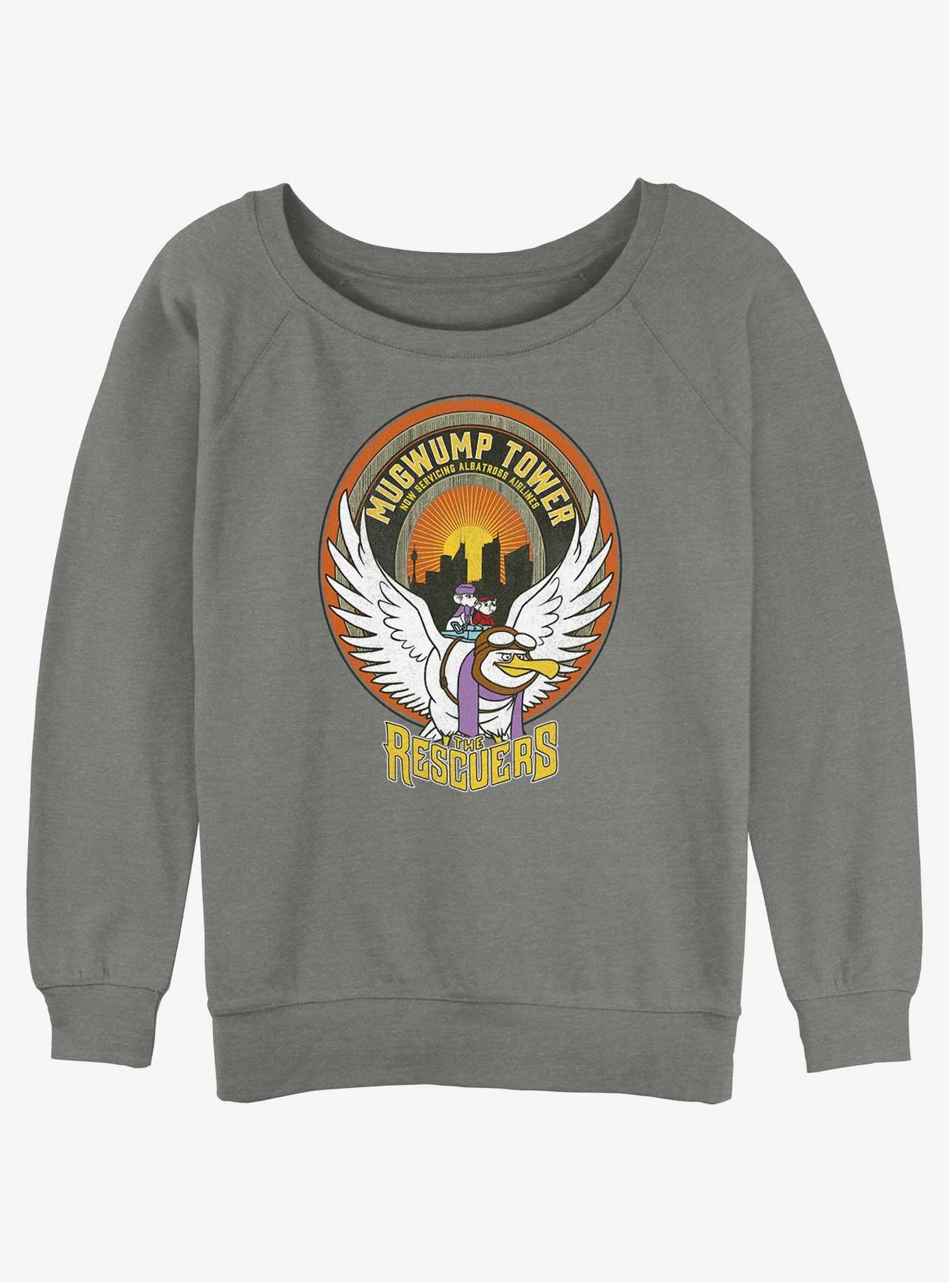 Disney The Rescuers Down Under Mugwump Tower Badge Womens Slouchy Sweatshirt, GRAY HTR, hi-res