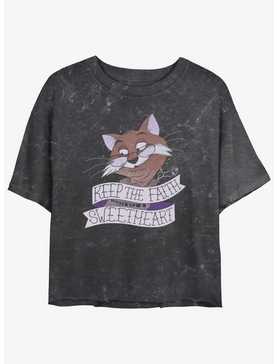 Disney The Rescuers Down Under Rufus The Cat Keep The Faith Sweetheart Mineral Wash Womens Crop T-Shirt, , hi-res