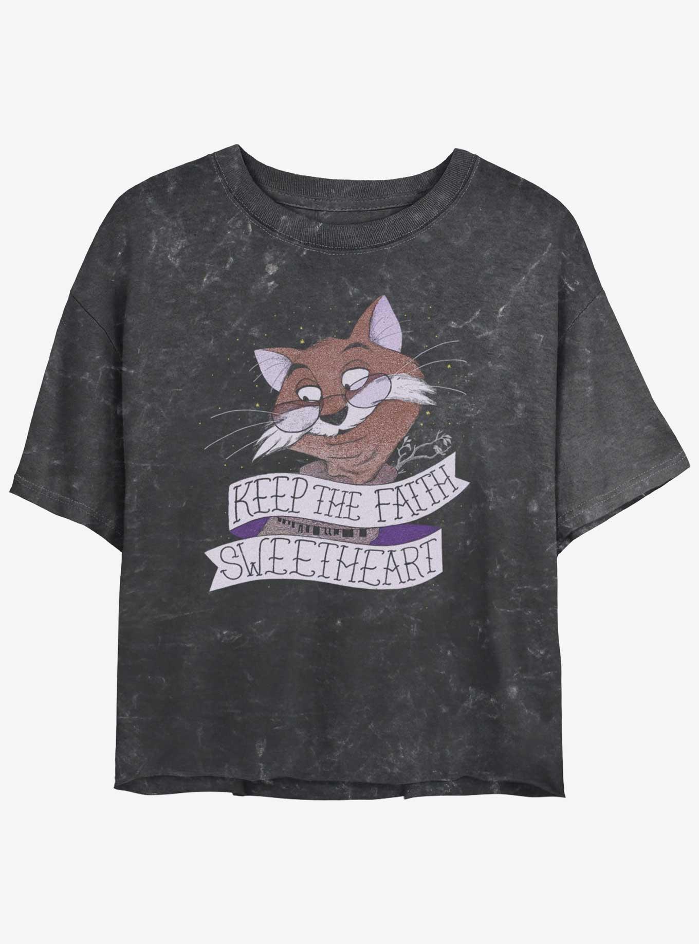 Disney The Rescuers Down Under Rufus The Cat Keep The Faith Sweetheart Mineral Wash Womens Crop T-Shirt, , hi-res