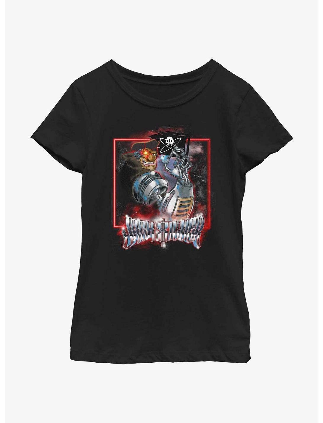 Disney Treasure Planet Metal Pirate John Silver Youth Girls T-Shirt, BLACK, hi-res