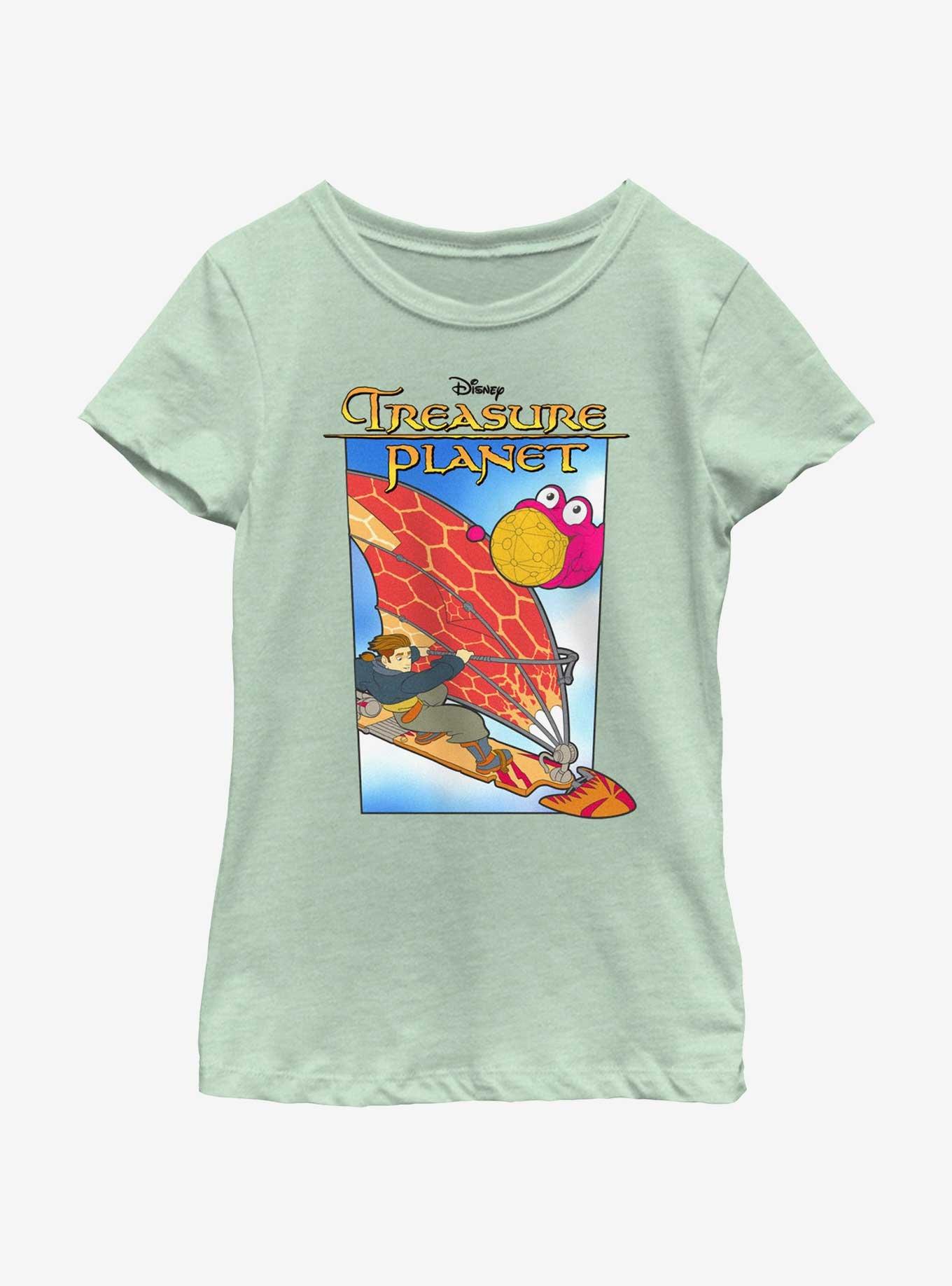 Disney Treasure Planet Jim Hawkins Solar Surfer Poster Youth Girls T-Shirt BoxLunch Web Exclusive, MINT, hi-res