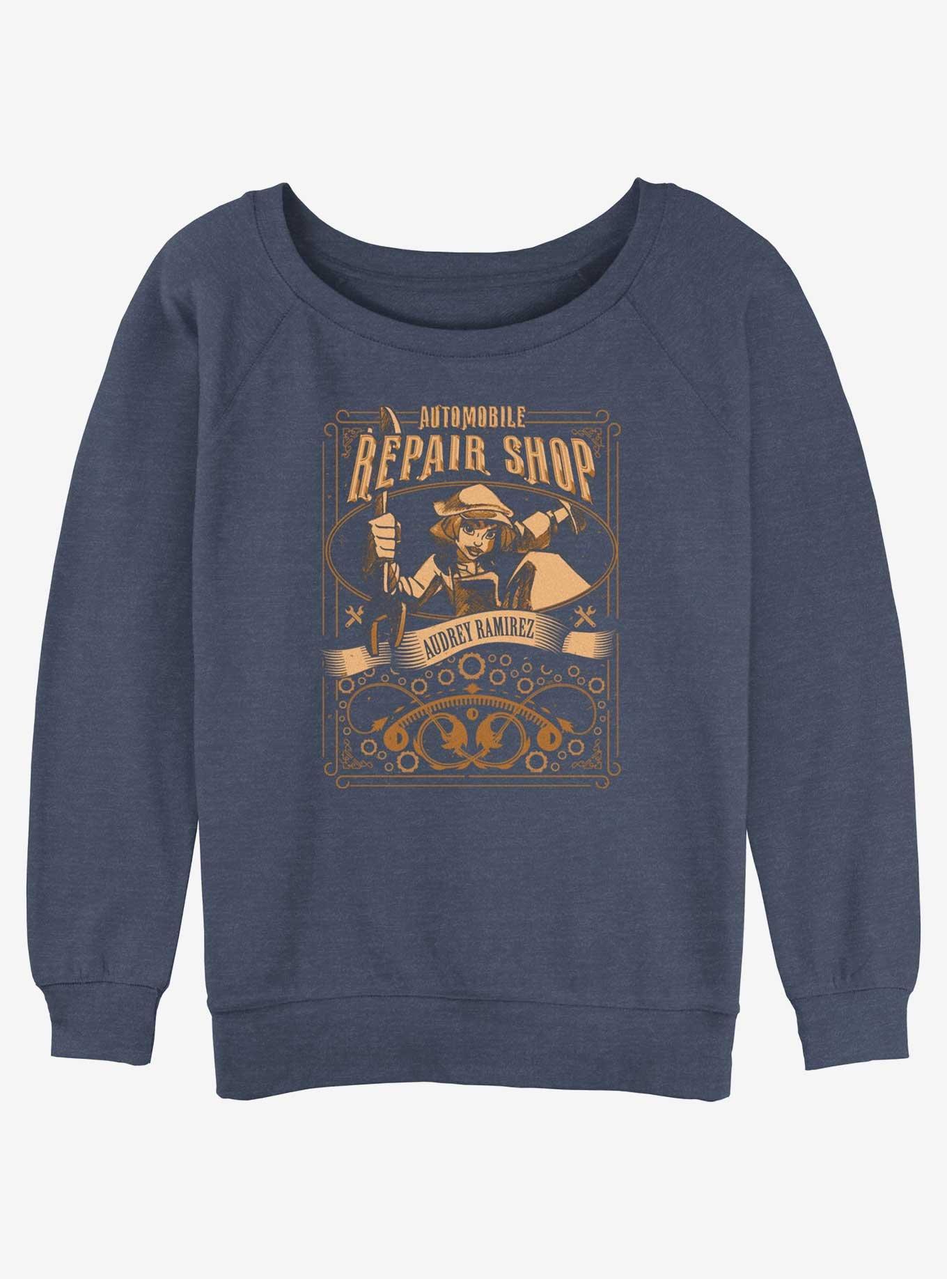 Disney Atlantis: The Lost Empire Ramirez Repair Shop Womens Slouchy Sweatshirt, BLUEHTR, hi-res