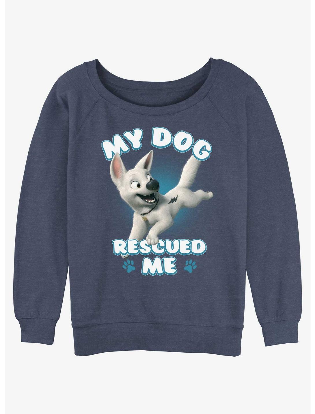 Disney Bolt My Dog Rescued Me Womens Slouchy Sweatshirt, BLUEHTR, hi-res