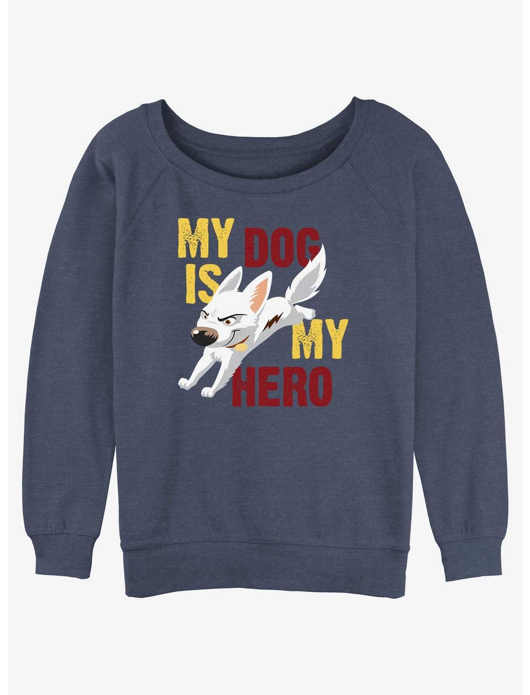 Disney Bolt My Dog Is My Hero Womens Slouchy Sweatshirt, BLUEHTR, hi-res