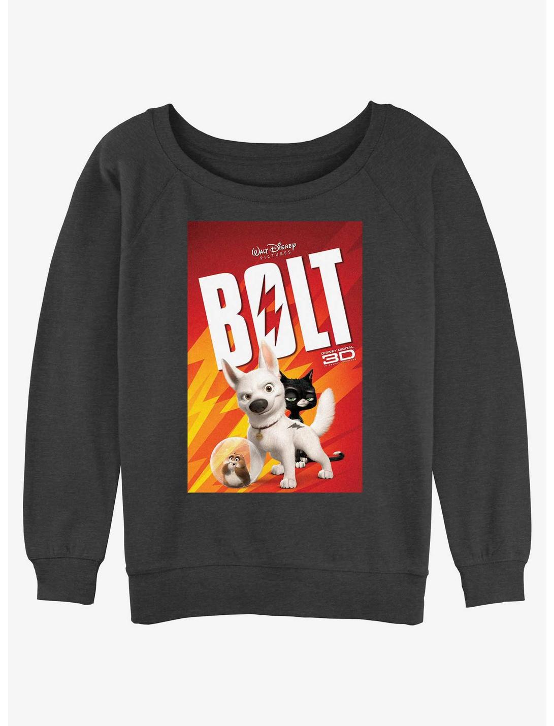 Disney Bolt Movie Poster Womens Slouchy Sweatshirt, CHAR HTR, hi-res