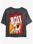 Disney Bolt Movie Poster Mineral Wash Womens Crop T-Shirt, BLACK, hi-res