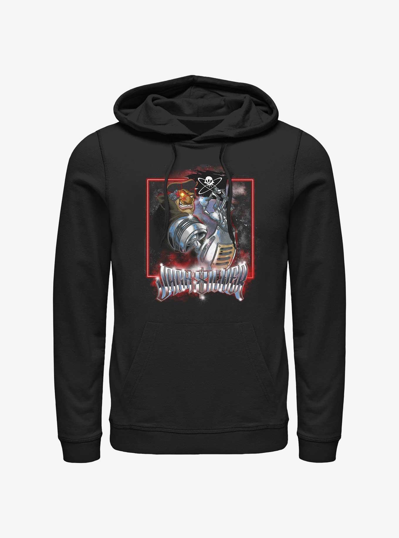 Disney Treasure Planet Metal Pirate John Silver Hoodie, BLACK, hi-res