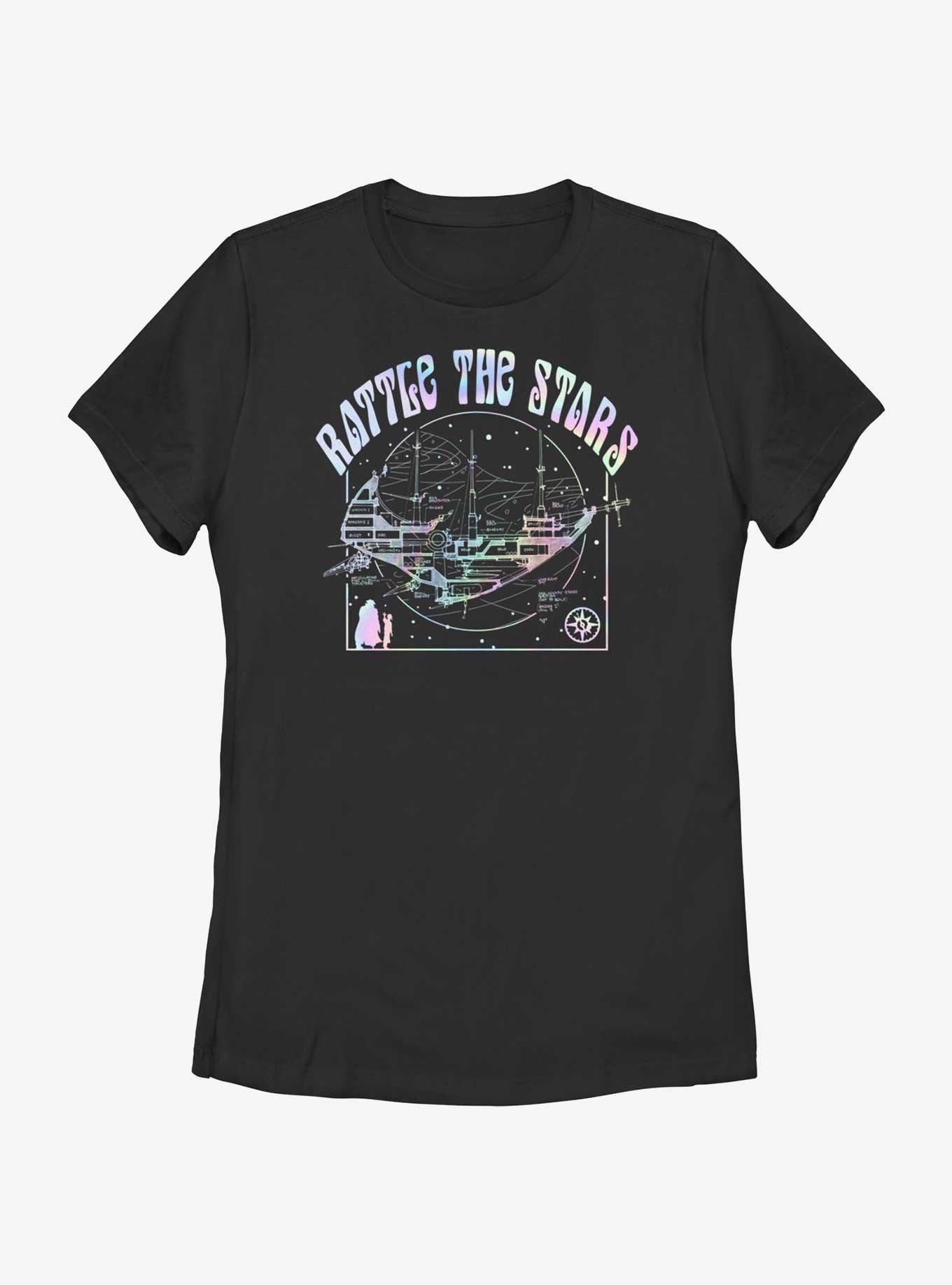 Disney Treasure Planet Rattle The Stars Argentum Ship Schematics Womens T-Shirt, BLACK, hi-res