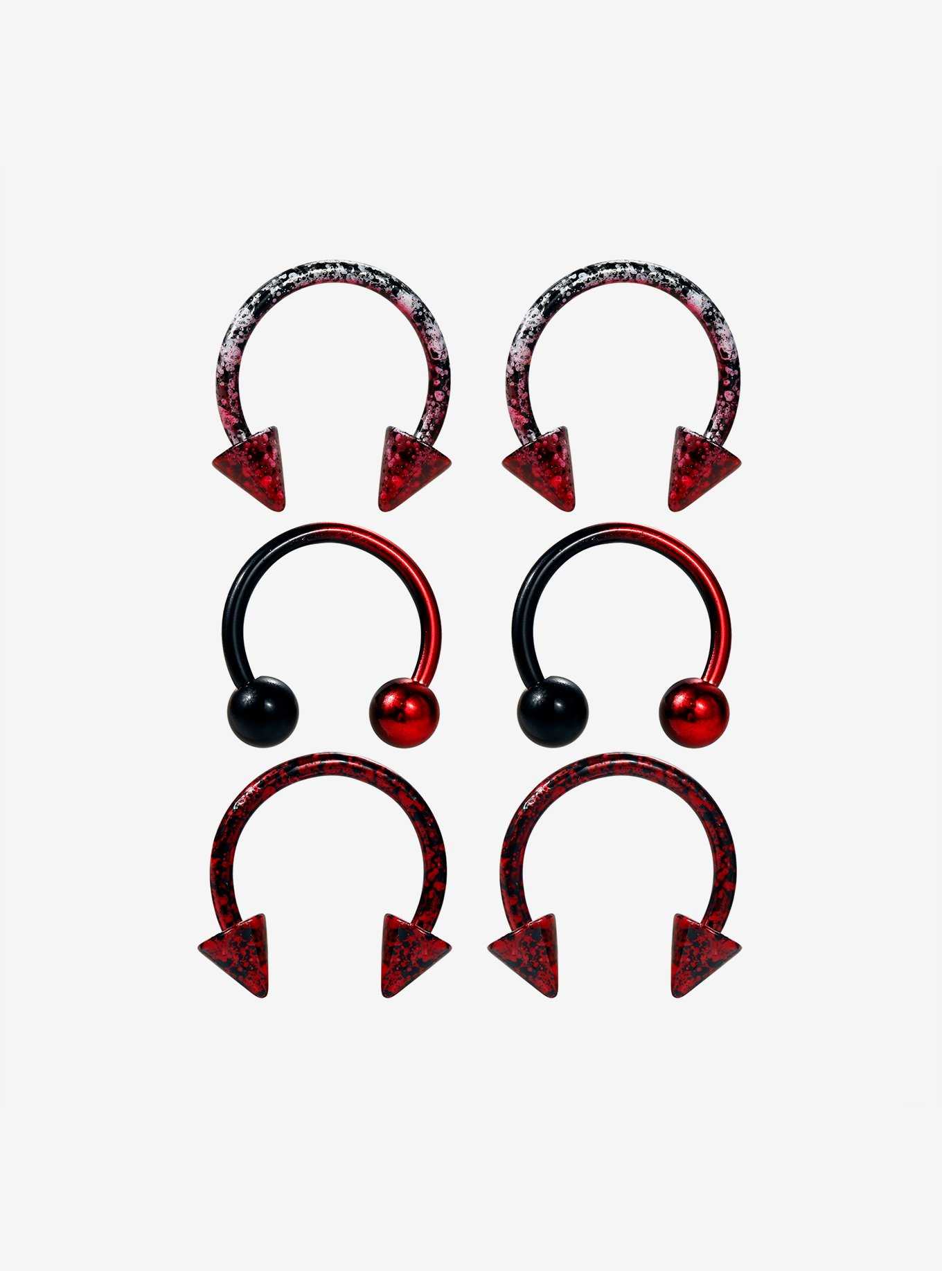 Steel Red Black Ombre Circular Barbell 6 Pack, , hi-res