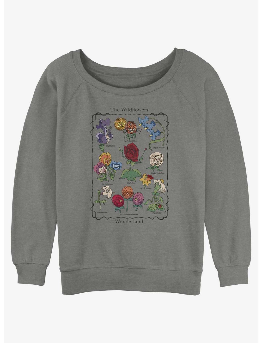 Disney Alice In Wonderland The Wildflowers Girls Slouchy Sweatshirt, GRAY HTR, hi-res