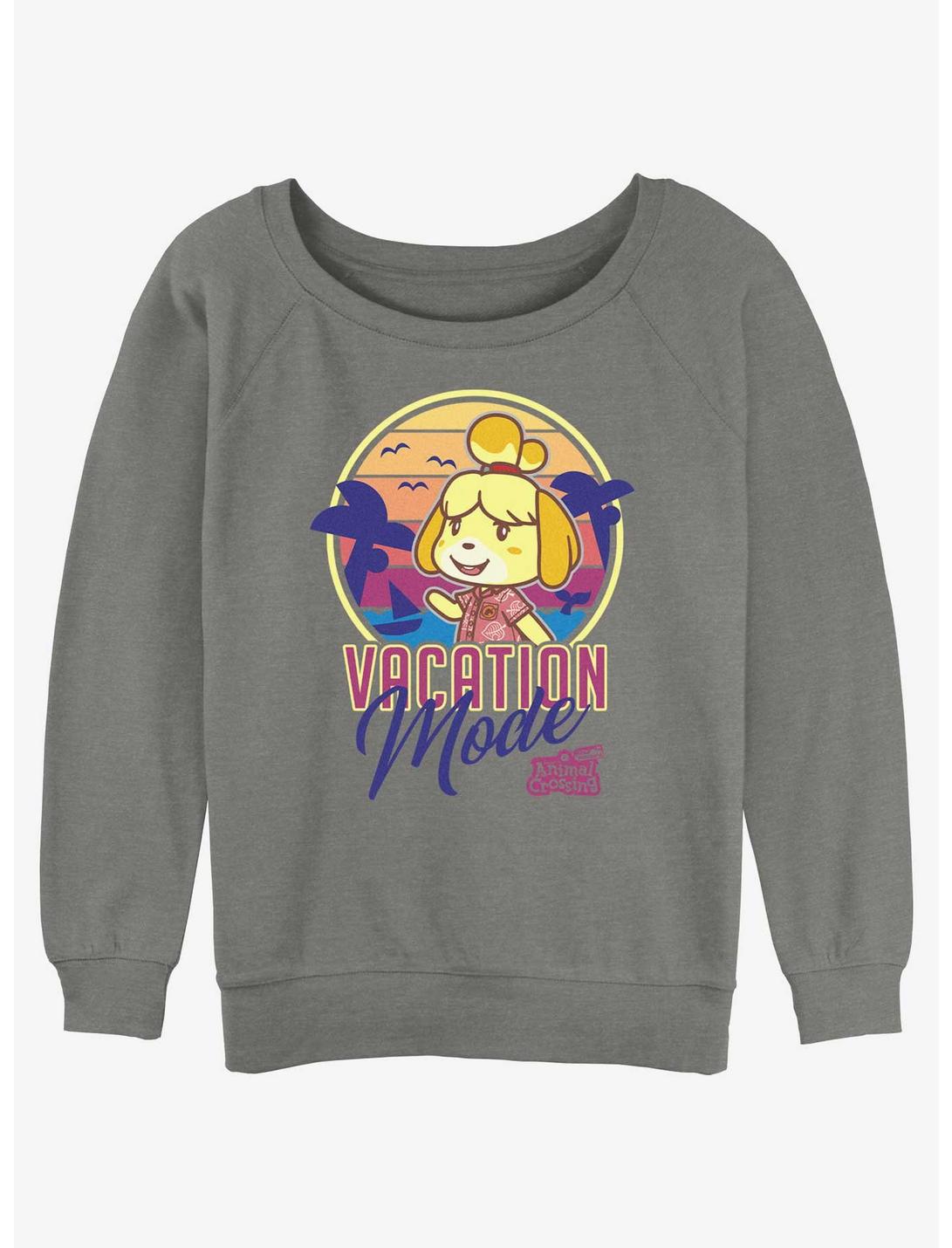 Animal Crossing Isabelle Vacation Mode Girls Slouchy Sweatshirt, GRAY HTR, hi-res