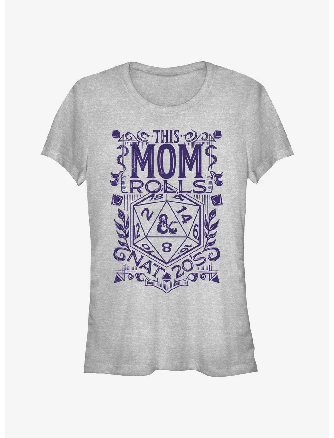 Dungeons & Dragons This Mom Rolls Nat 20's Girls T-Shirt, ATH HTR, hi-res
