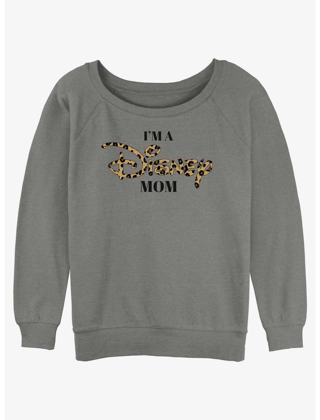 Disney Channel Leopard Print I'm A Disney Mom Girls Slouchy Sweatshirt, GRAY HTR, hi-res