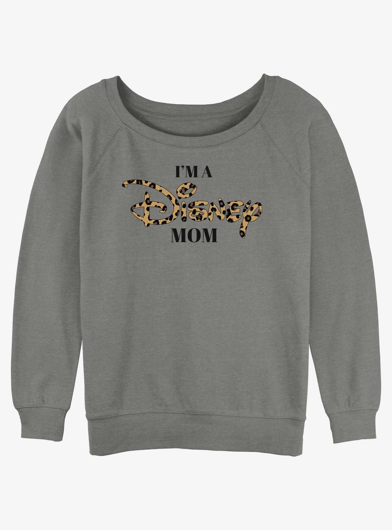 Disney Channel Leopard Print I'm A Disney Mom Girls Slouchy Sweatshirt, GRAY HTR, hi-res