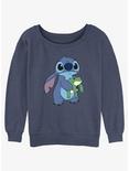 Disney Lilo & Stitch Froggie Friend Girls Slouchy Sweatshirt, BLUEHTR, hi-res