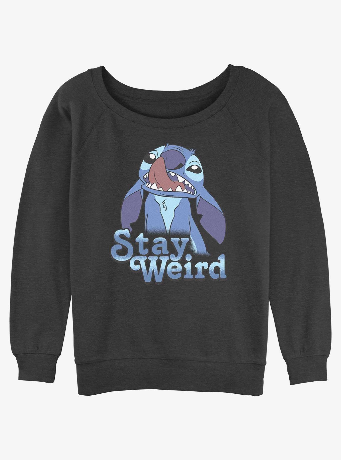 Disney Lilo & Stitch Stay Weird Girls Slouchy Sweatshirt - GREY