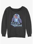 Disney Lilo & Stitch Stay Weird Girls Slouchy Sweatshirt, CHAR HTR, hi-res