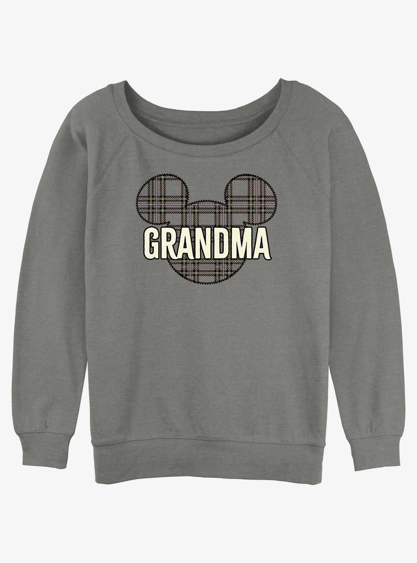 Disney Mickey Mouse Grandma Holiday Patch Ears Girls Slouchy Sweatshirt, GRAY HTR, hi-res