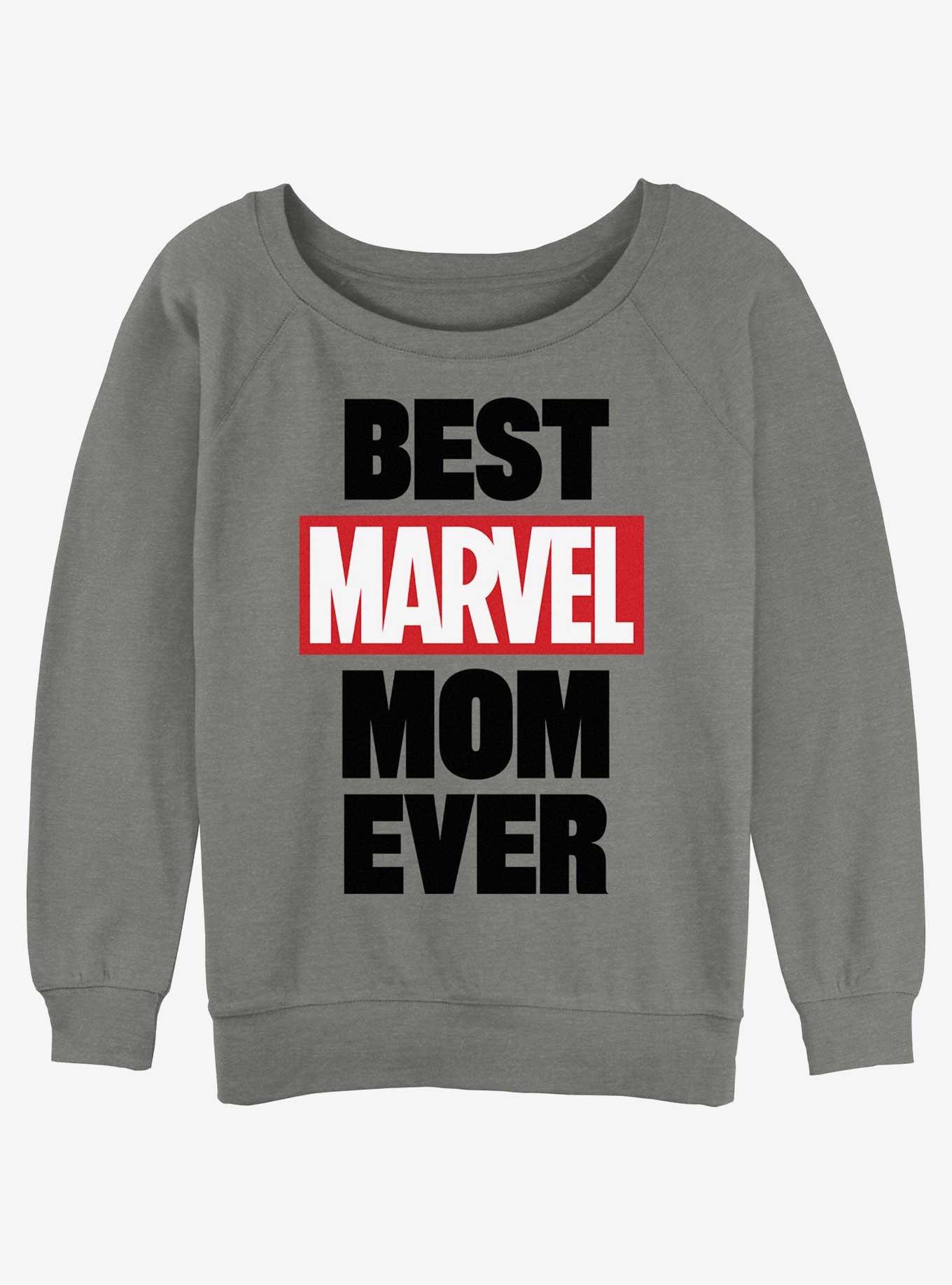 Marvel Best Marvel Mom Girls Slouchy Sweatshirt, GRAY HTR, hi-res