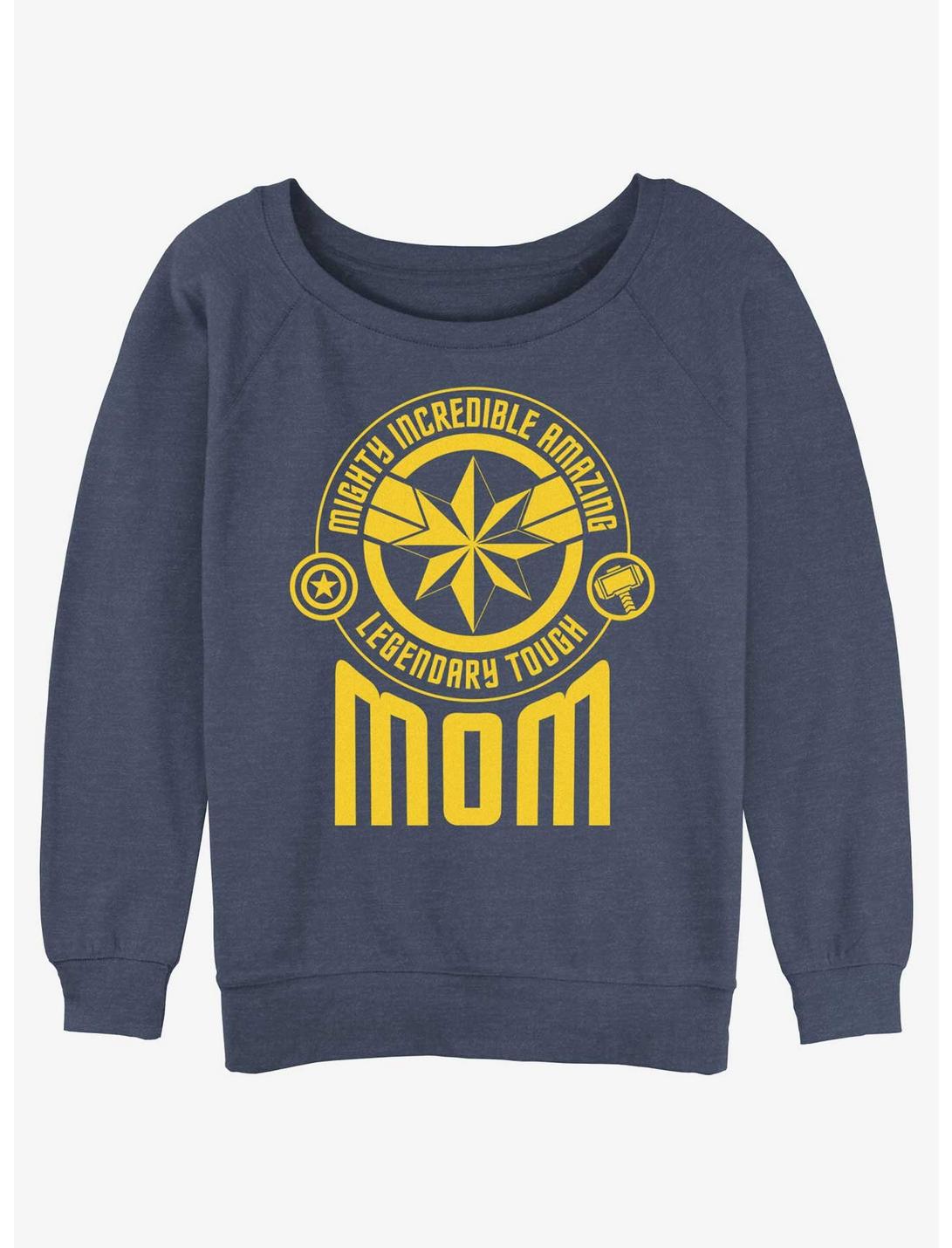 Marvel Captain Marvel Legendary Mom Badge Girls Slouchy Sweatshirt, BLUEHTR, hi-res