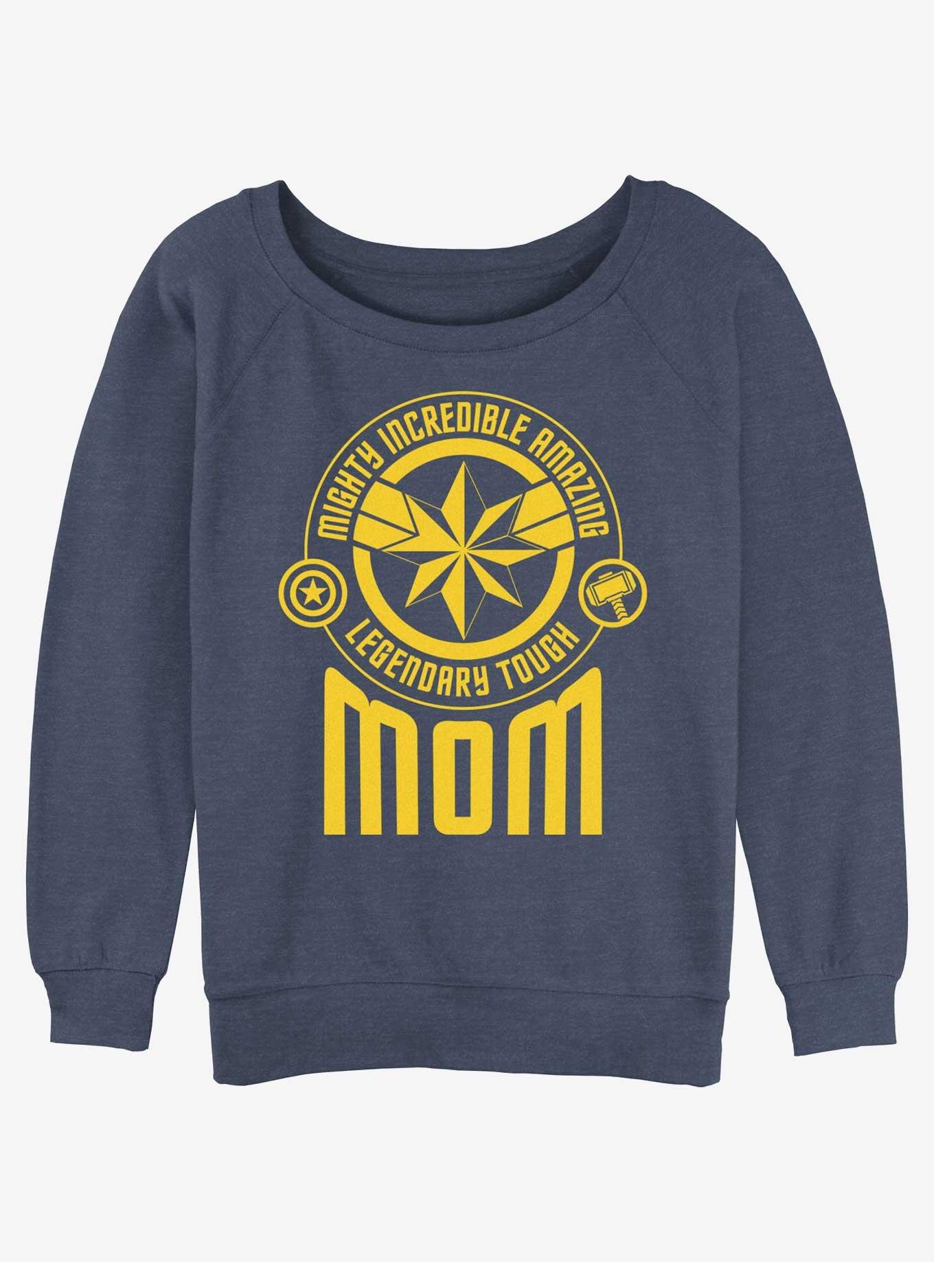 Marvel Captain Marvel Legendary Mom Badge Girls Slouchy Sweatshirt, BLUEHTR, hi-res