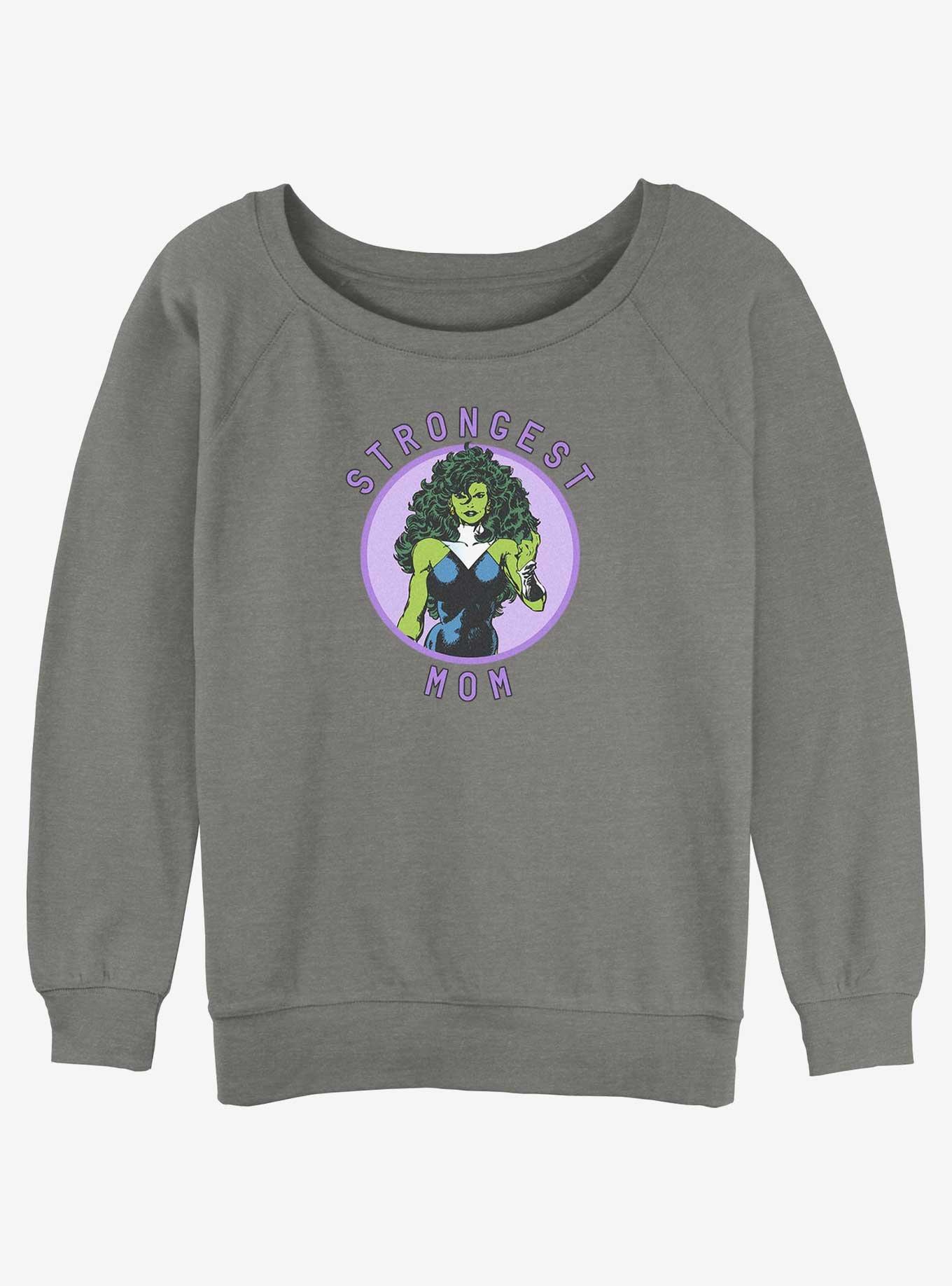 Marvel She-Hulk Strongest Mom Girls Slouchy Sweatshirt, GRAY HTR, hi-res
