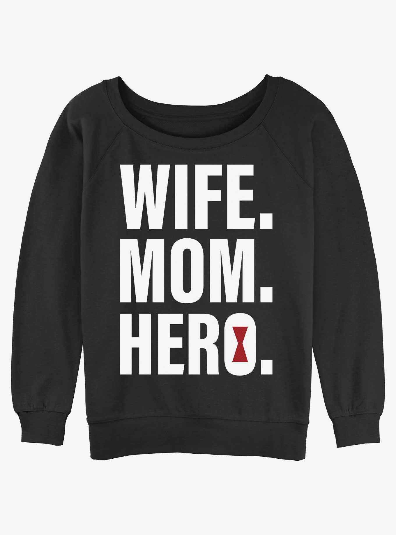 Marvel Black Widow Wife Mom Hero Girls Slouchy Sweatshirt, BLACK, hi-res