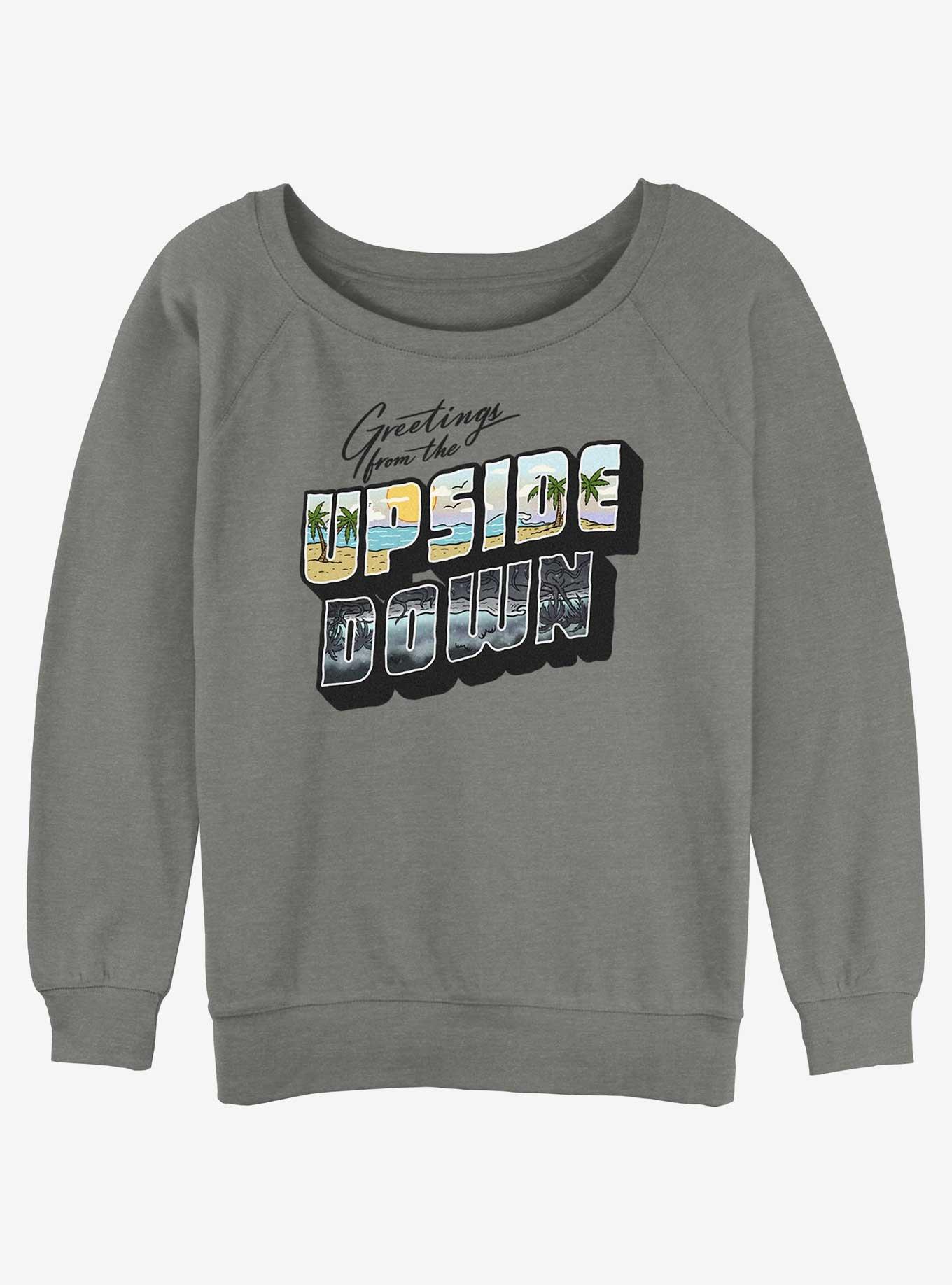 Stranger Things Upside Down Postcard Girls Slouchy Sweatshirt, GRAY HTR, hi-res