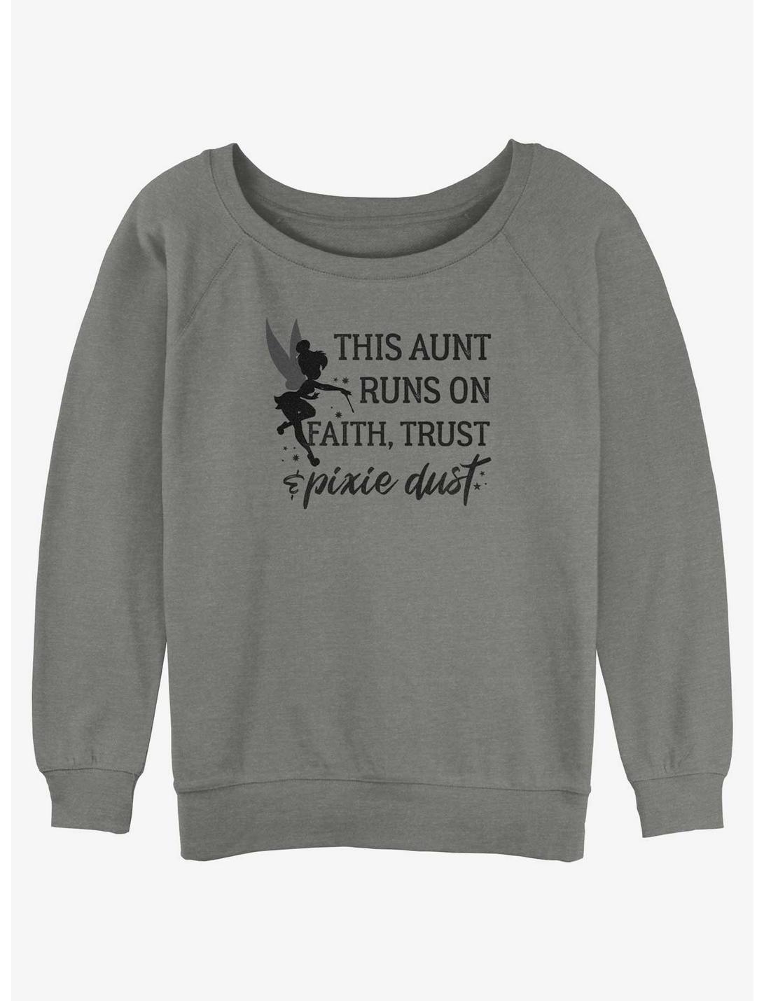 Disney Tinker Bell This Aunt Runs On Faith Trust and Pixie Dust Girls Slouchy Sweatshirt, GRAY HTR, hi-res