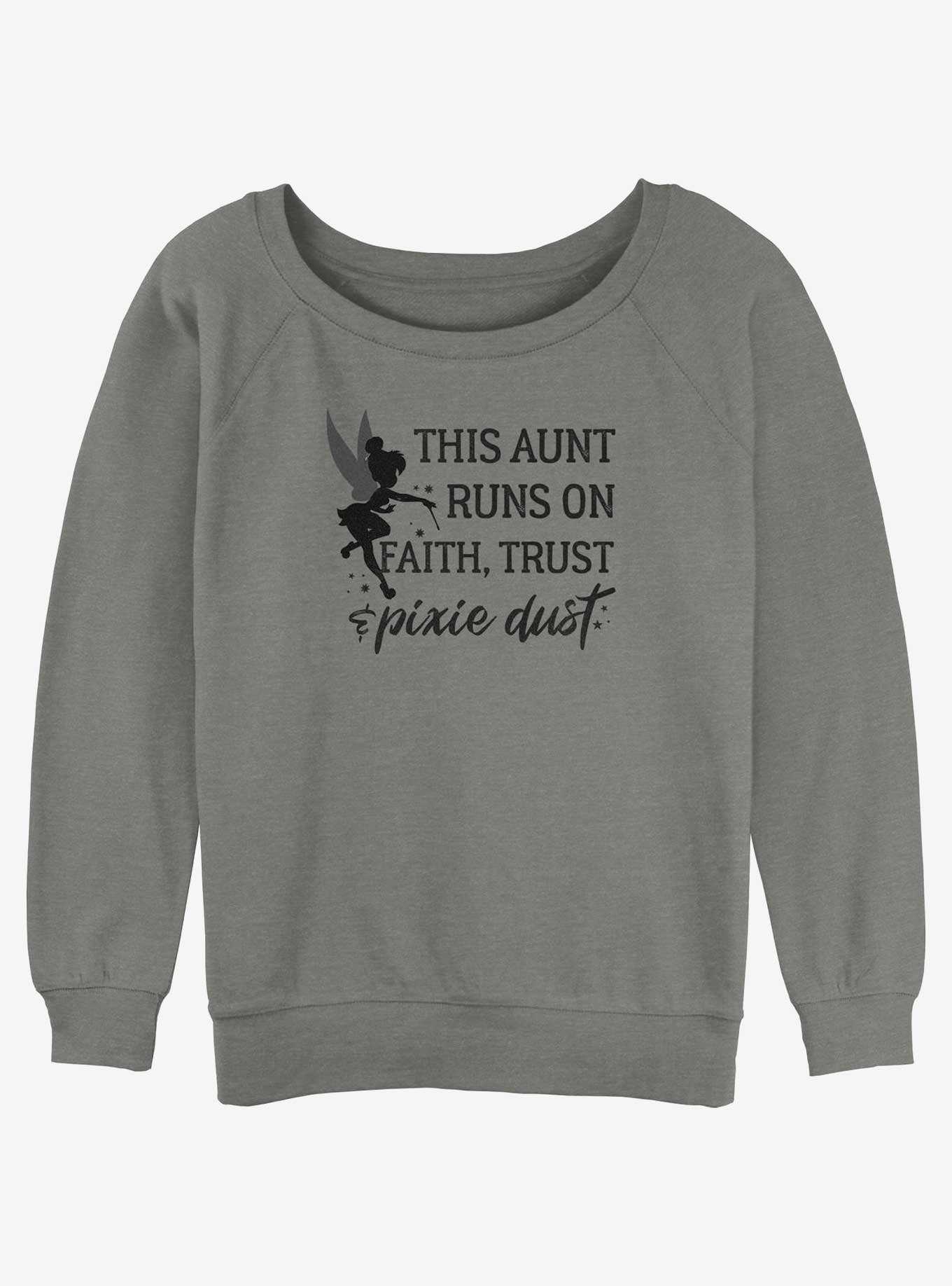 Disney Tinker Bell This Aunt Runs On Faith Trust and Pixie Dust Girls Slouchy Sweatshirt, , hi-res